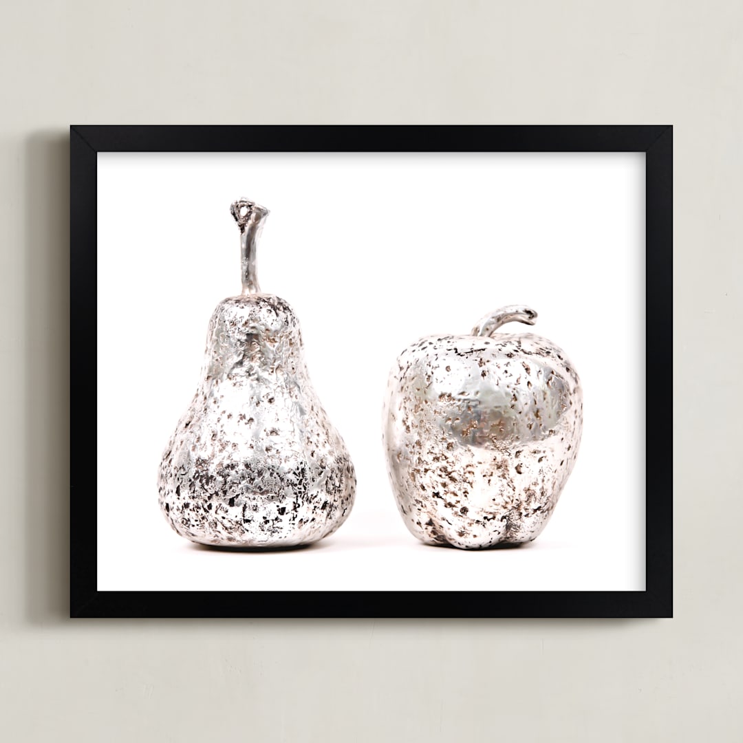 "Silver Fruit" - Art Print in Silver & White by Katrina Leandro - Framed