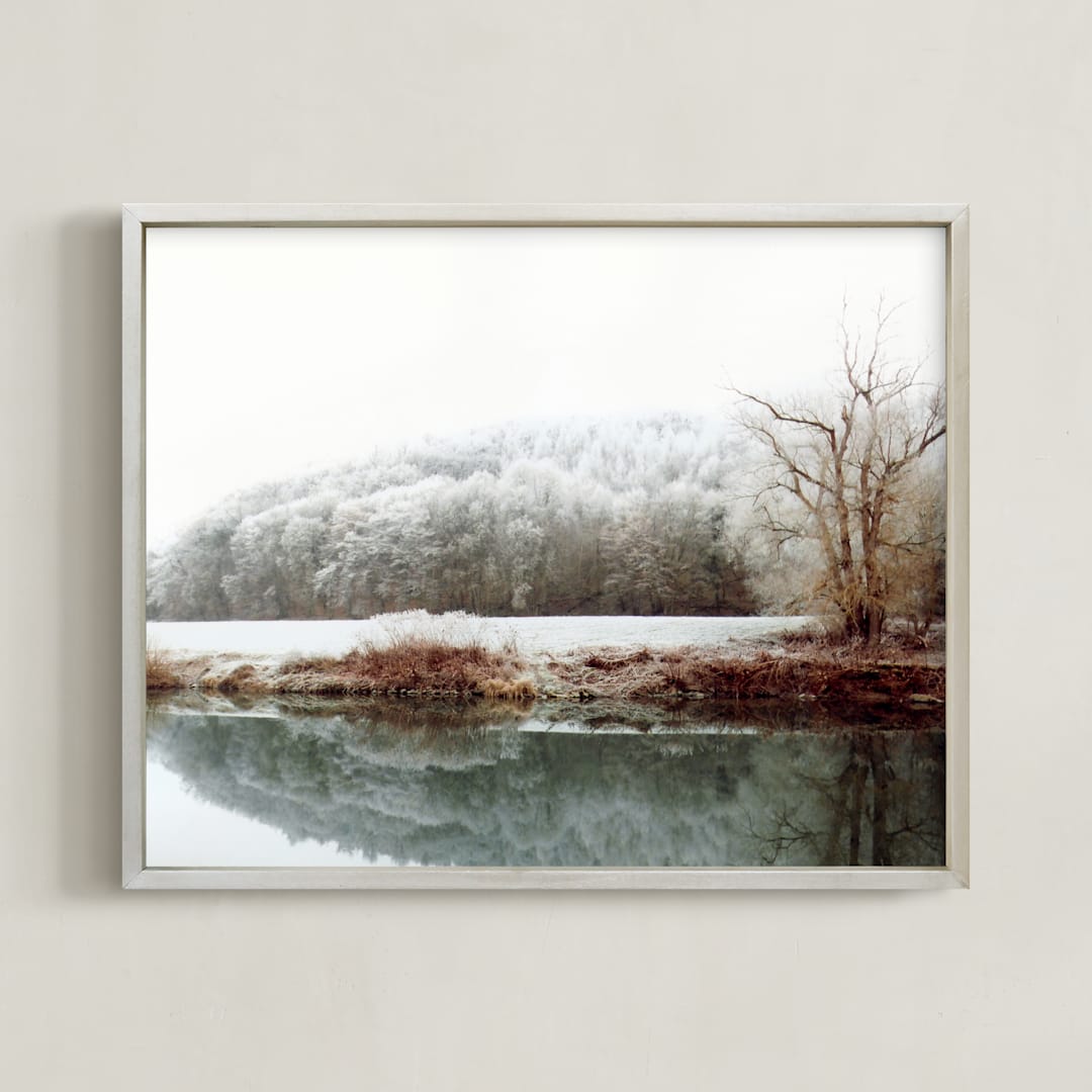 "The River laid dreaming" - Art Print in Dusty Jade by Eva Marion - Framed