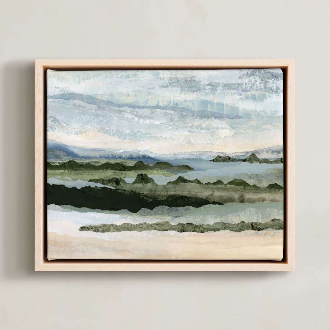 "Among the Hedges II" - Art Print in Sage Green by Lara Eckerman - Framed Canvas