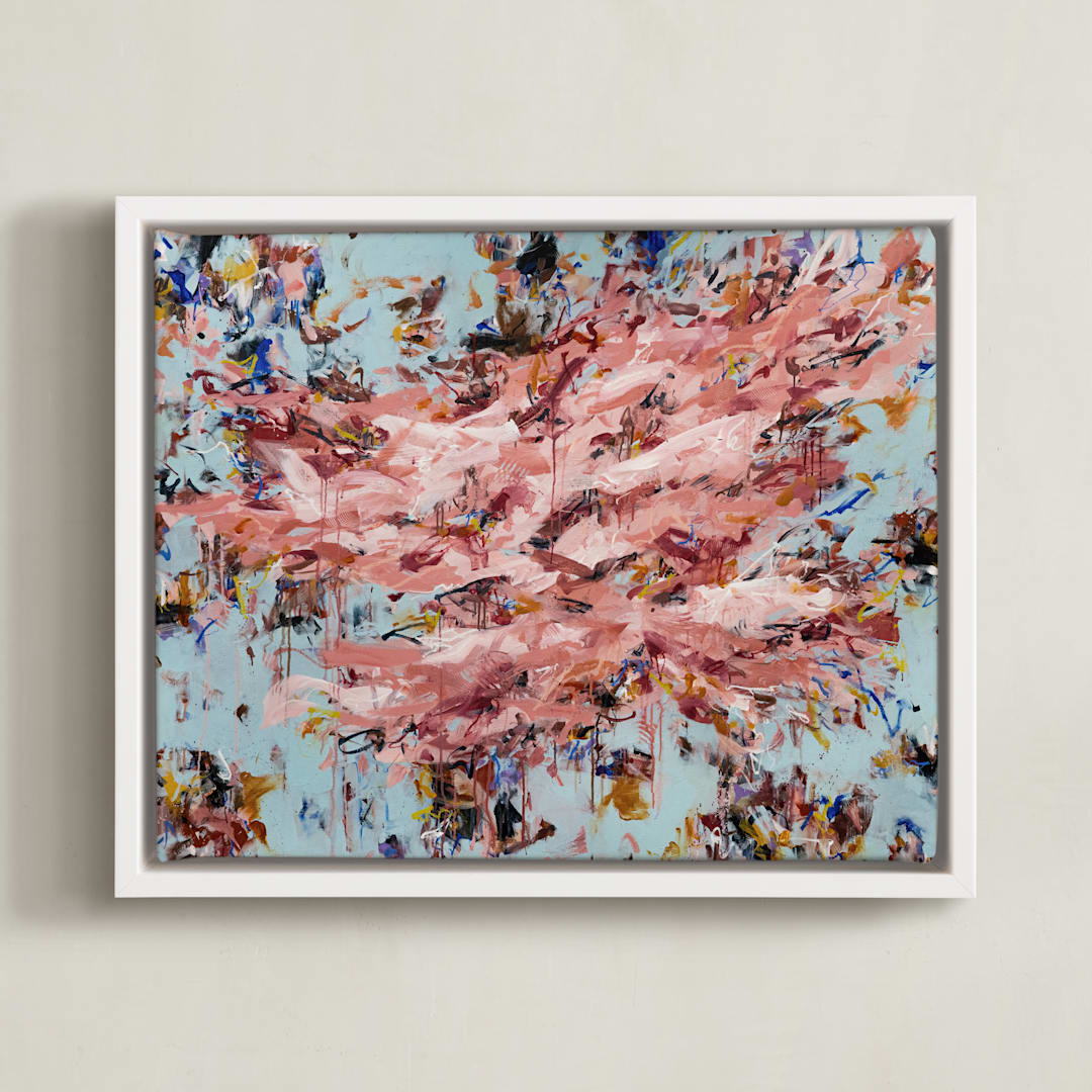 "My Rage is Like a Flower Garden in Aqua" - Art Print in Petal by Marcy Parks - Framed Canvas