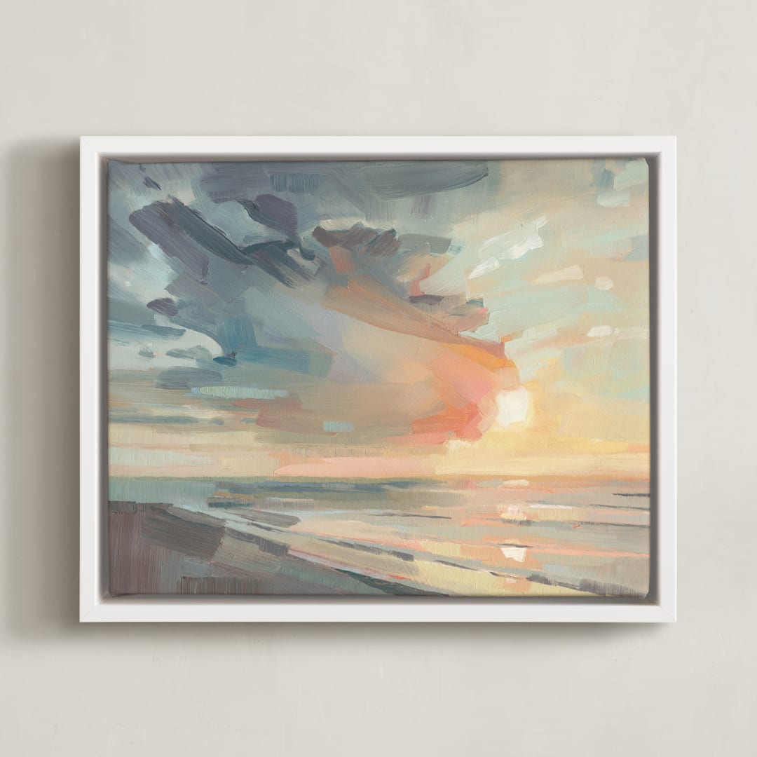 "Take Off Your Cloud, Stay A While" - Art Print in Blush by Khara Ledonne - Framed Canvas