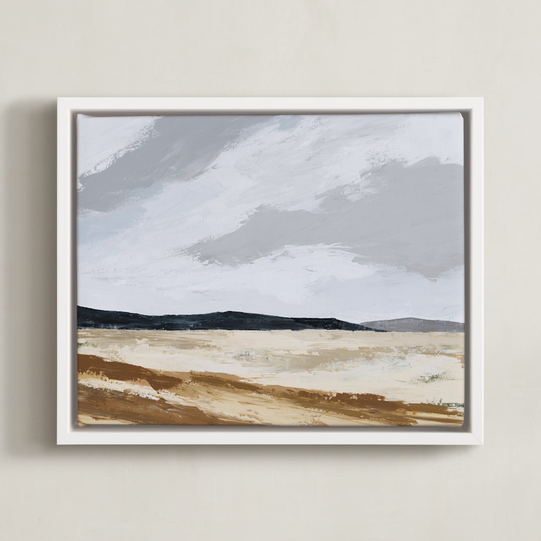 "US 90 To Valentine" - Art Print in Mist by Kati Ramer - Framed Canvas