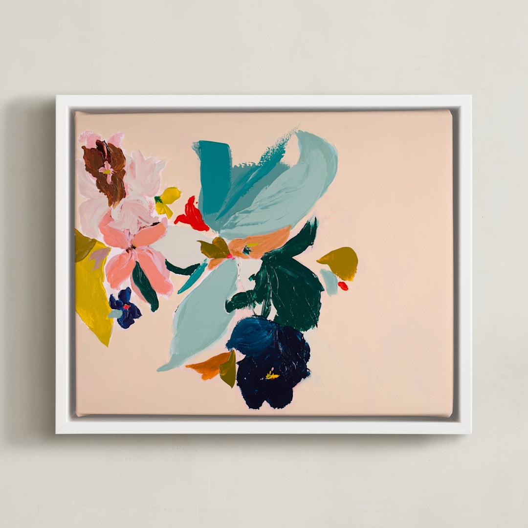 "Spring Botanical Series #3" - Art Print in Peach by Caryn Owen - Framed Canvas