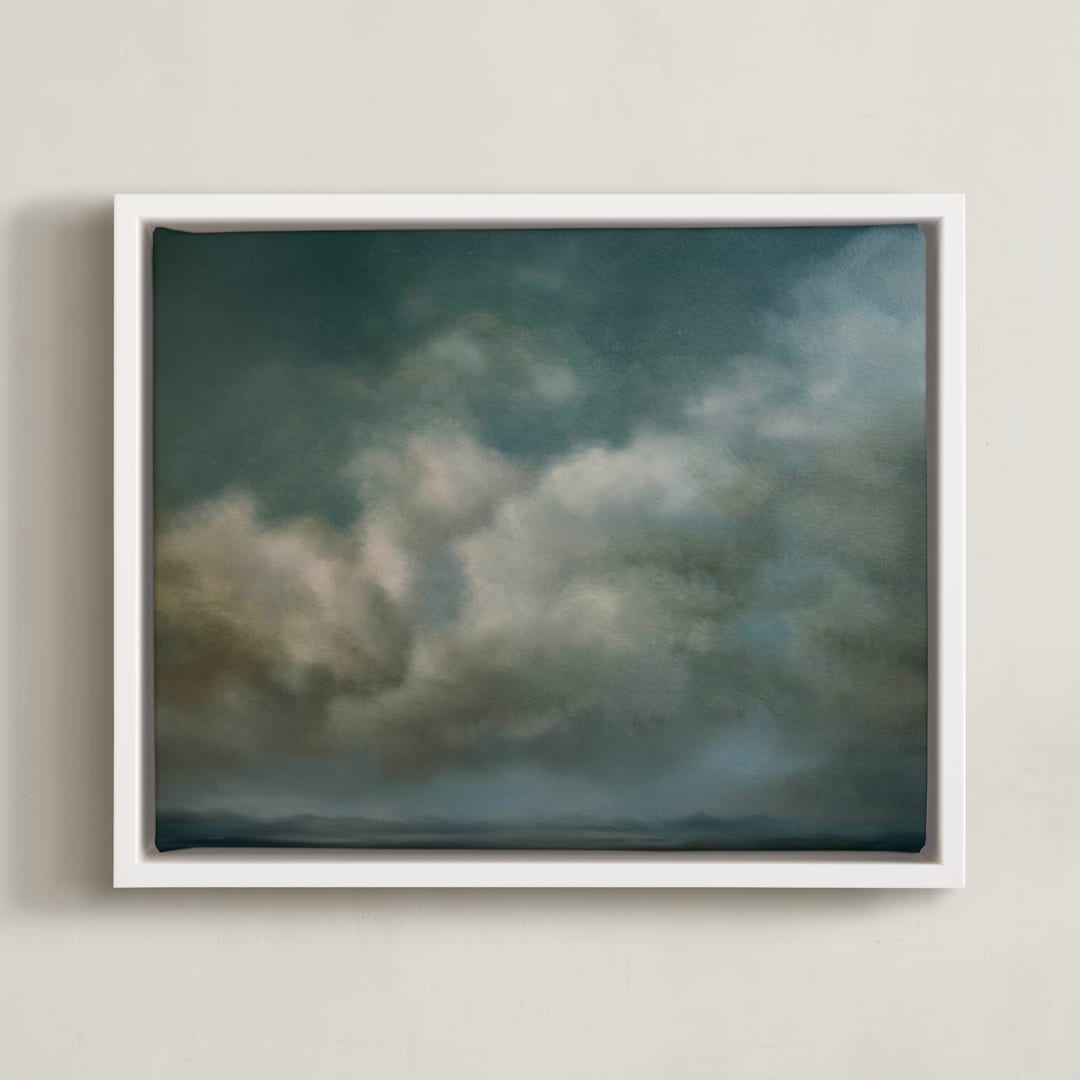"A Slight Chance" - Art Print in Turquoise by Kelly Money - Framed Canvas