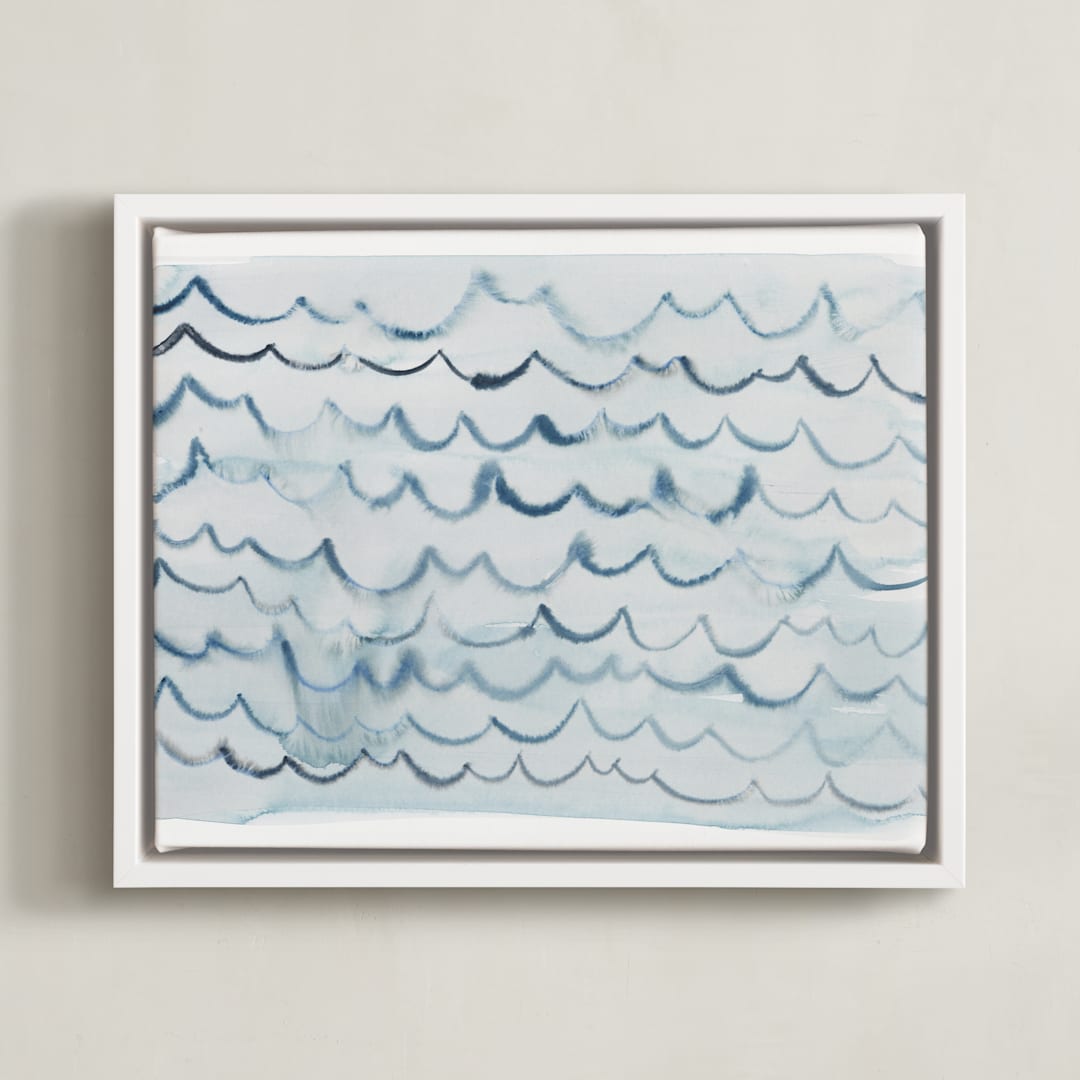 "waves" - Art Print in pool blue by Kelly Witmer - Framed Canvas