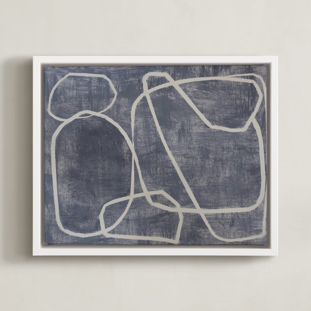 "Squiggles" - Art Print in Blue Grey by Camille Pietrow - Framed Canvas