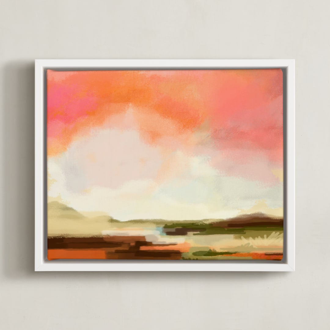 "Desert Walk" - Art Print in Desert Pink by AlisonJerry - Framed Canvas