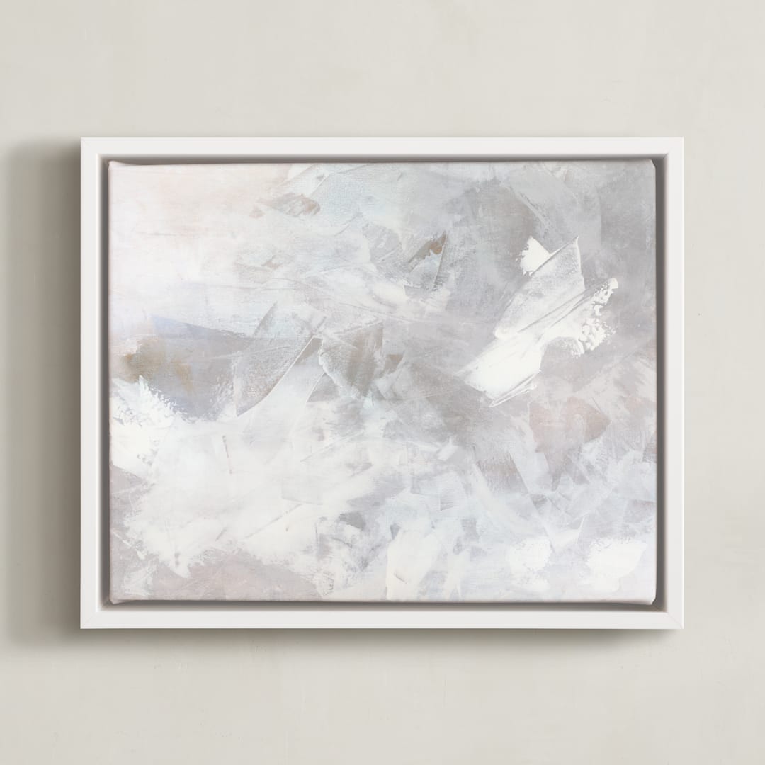 "Melody in White" - Art Print in white grey by Teodora Guererra - Framed Canvas