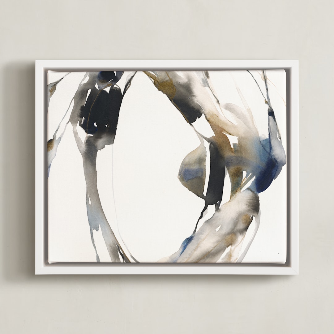 "Surrounding" - Art Print in grey wash by Michelle Lee - Framed Canvas