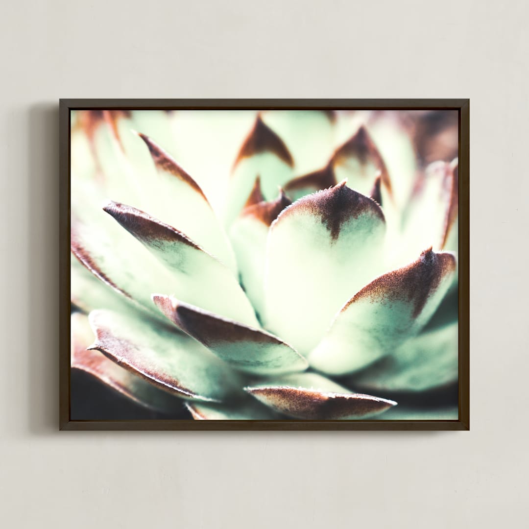 "Hens and Chicks" - Art Print in Mint by Elky Ink - Framed