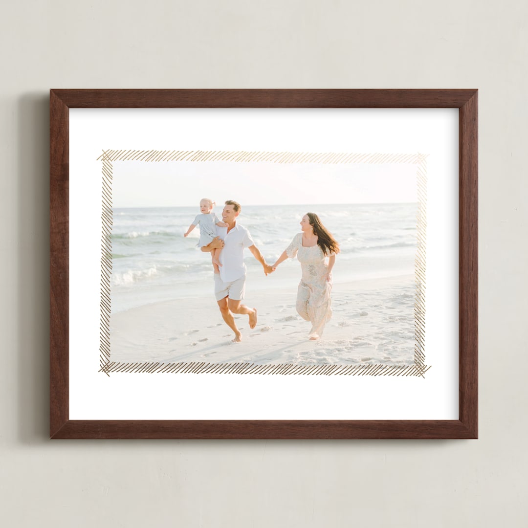 "Hand Sketched Frame" - Foil Framed Photo in Gold by June Letters Studio - Framed
