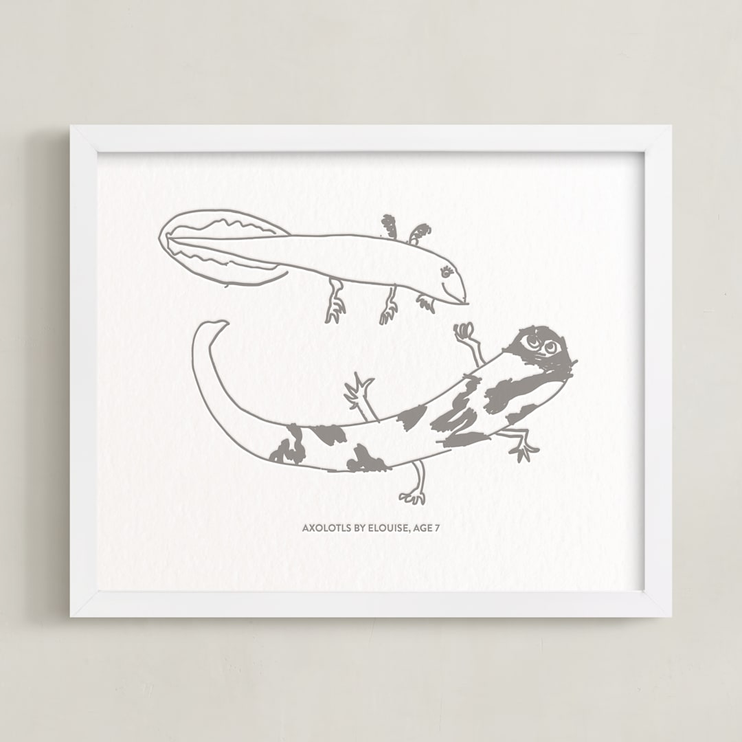 "Your Drawing: Landscape Custom Letterpress Print" - Custom Letterpress Print in Warm Gray by Minted - Framed