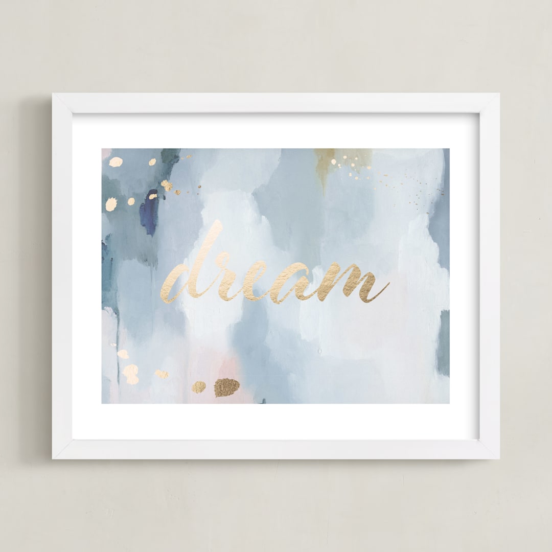 "Dreaming" - Custom Foil Print in Ocean Gray by Nicoletta Savod - Framed