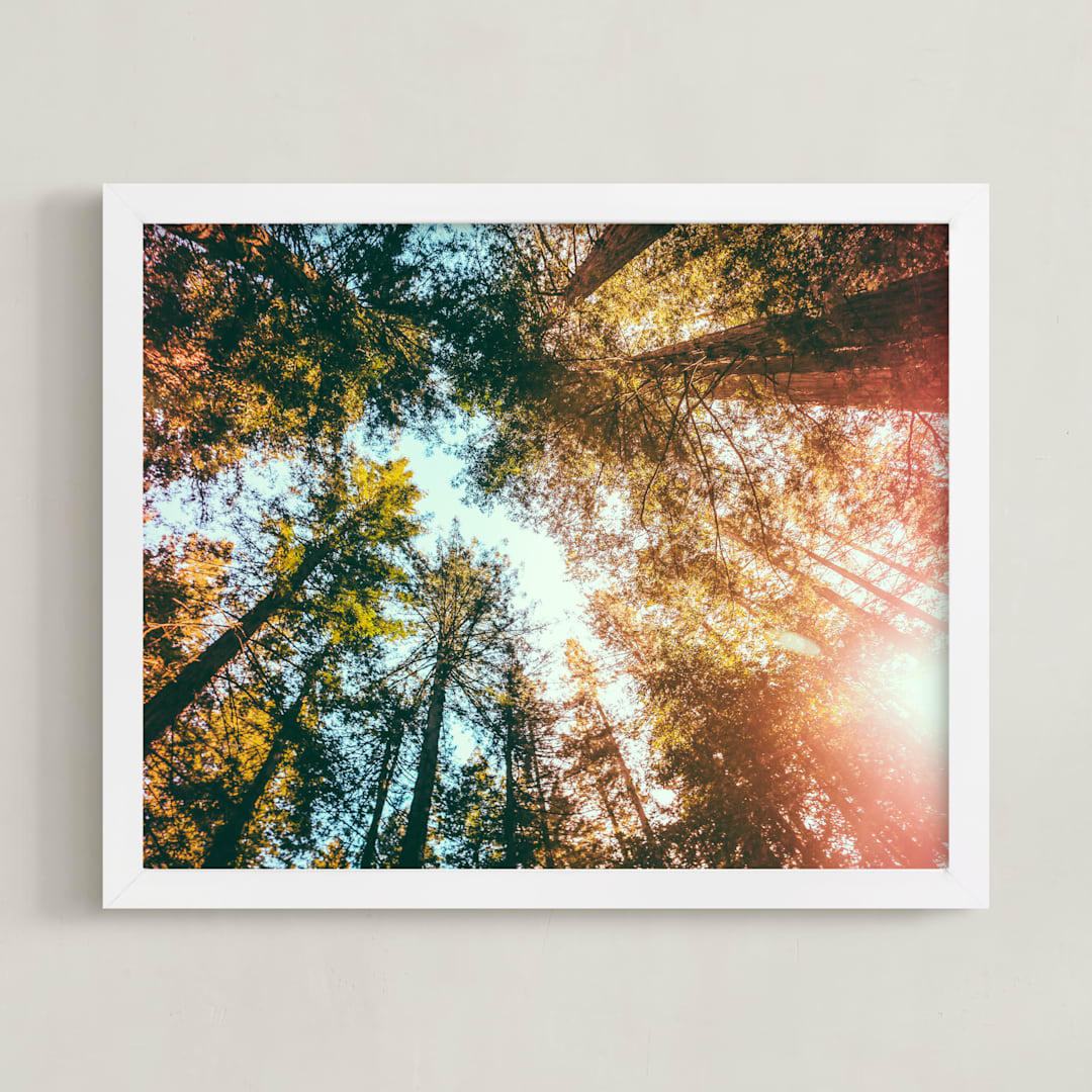 "Redwoods Surround Me" - Art Print in Forest Green by Elena Kulikova - Framed