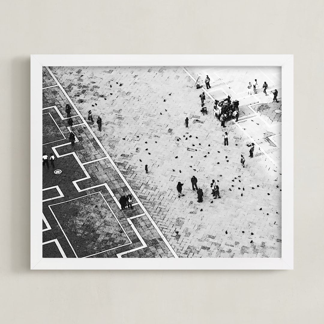 "Scoring through" - Art Print in stone ivory by Van Tsao - Framed