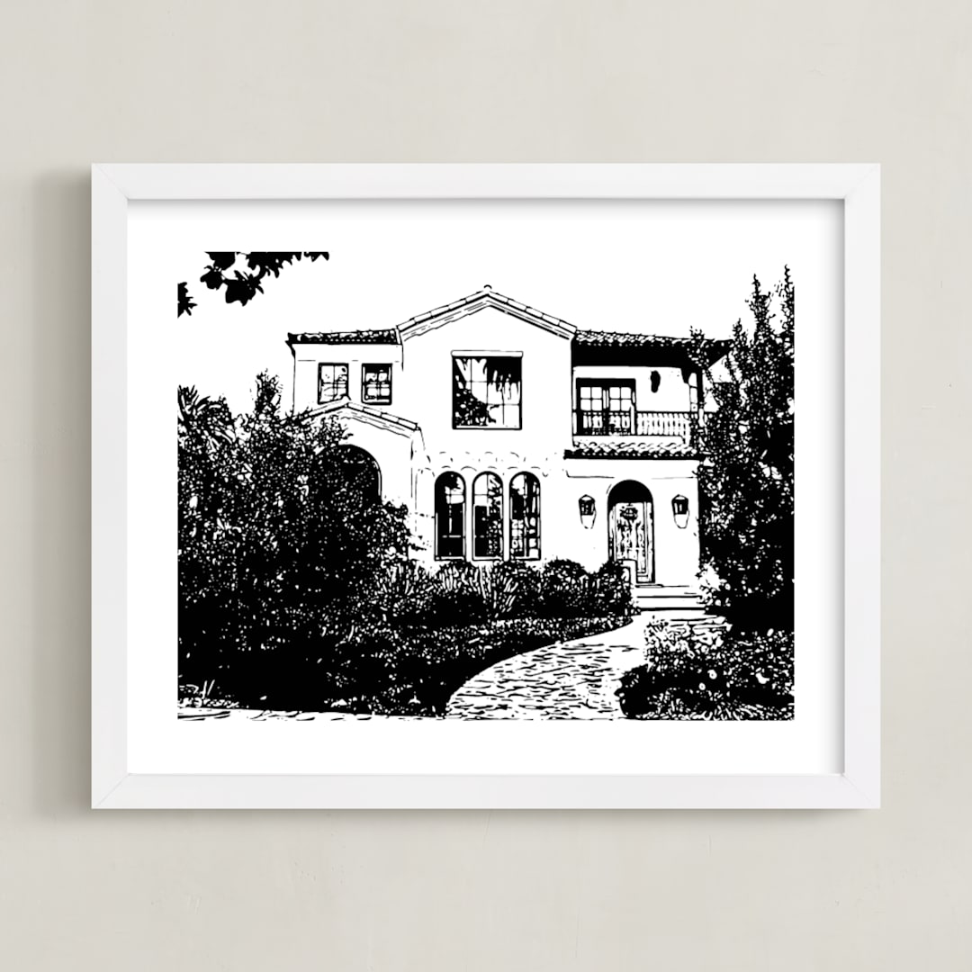 "House: White Border Custom Print" - Custom Print in Black by Minted - Framed