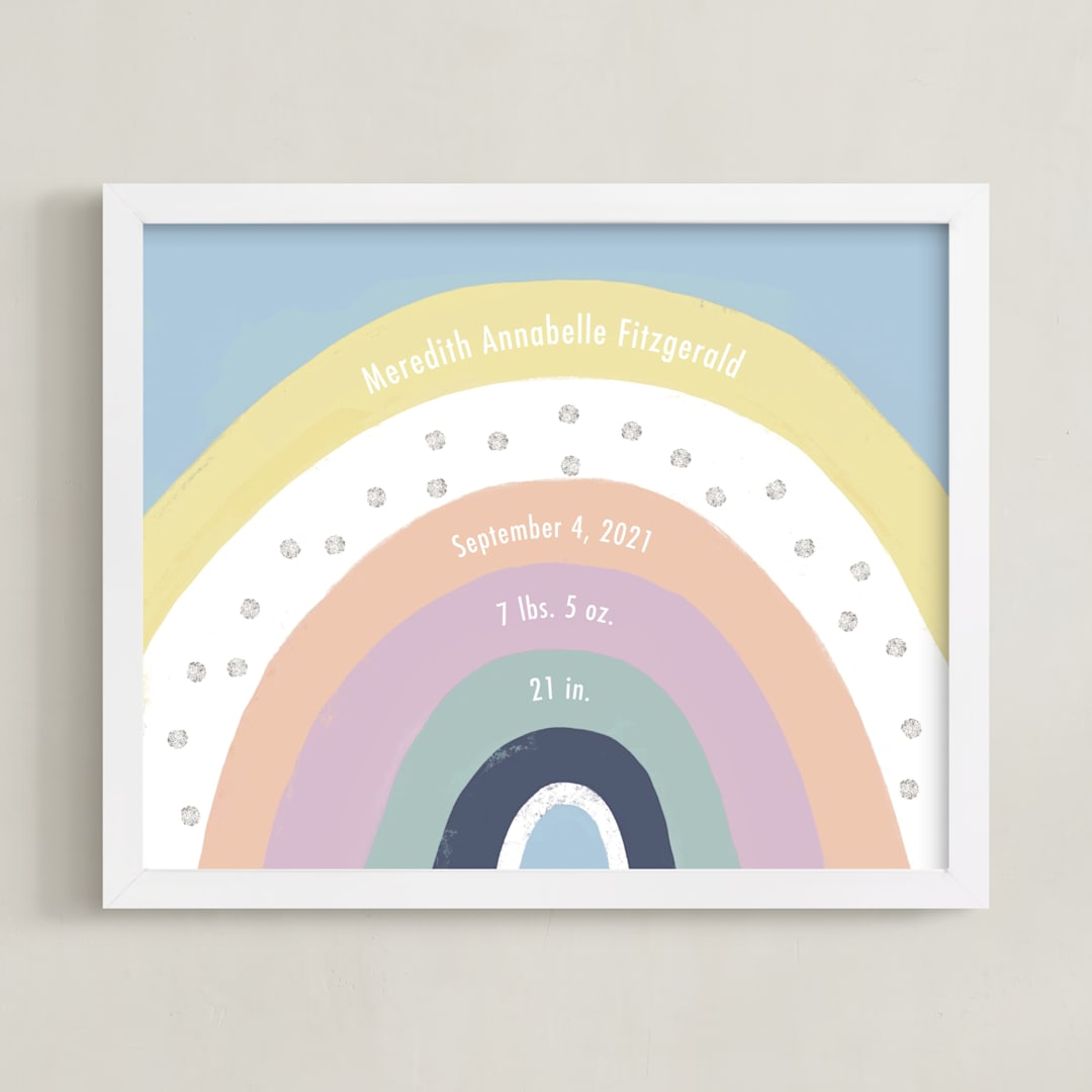 "Personalized Rainbow" - Personalized Art Print in Sunshine by Lindsay Kelly Art - Framed