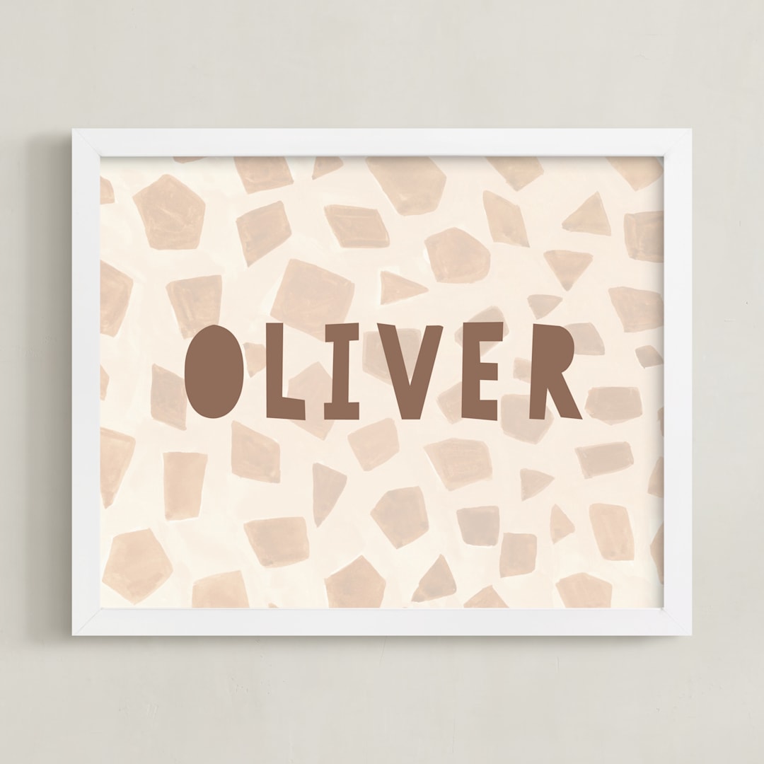 "Safari Friends 2" - Personalized Art Print in Brown by Teju Reval - Framed