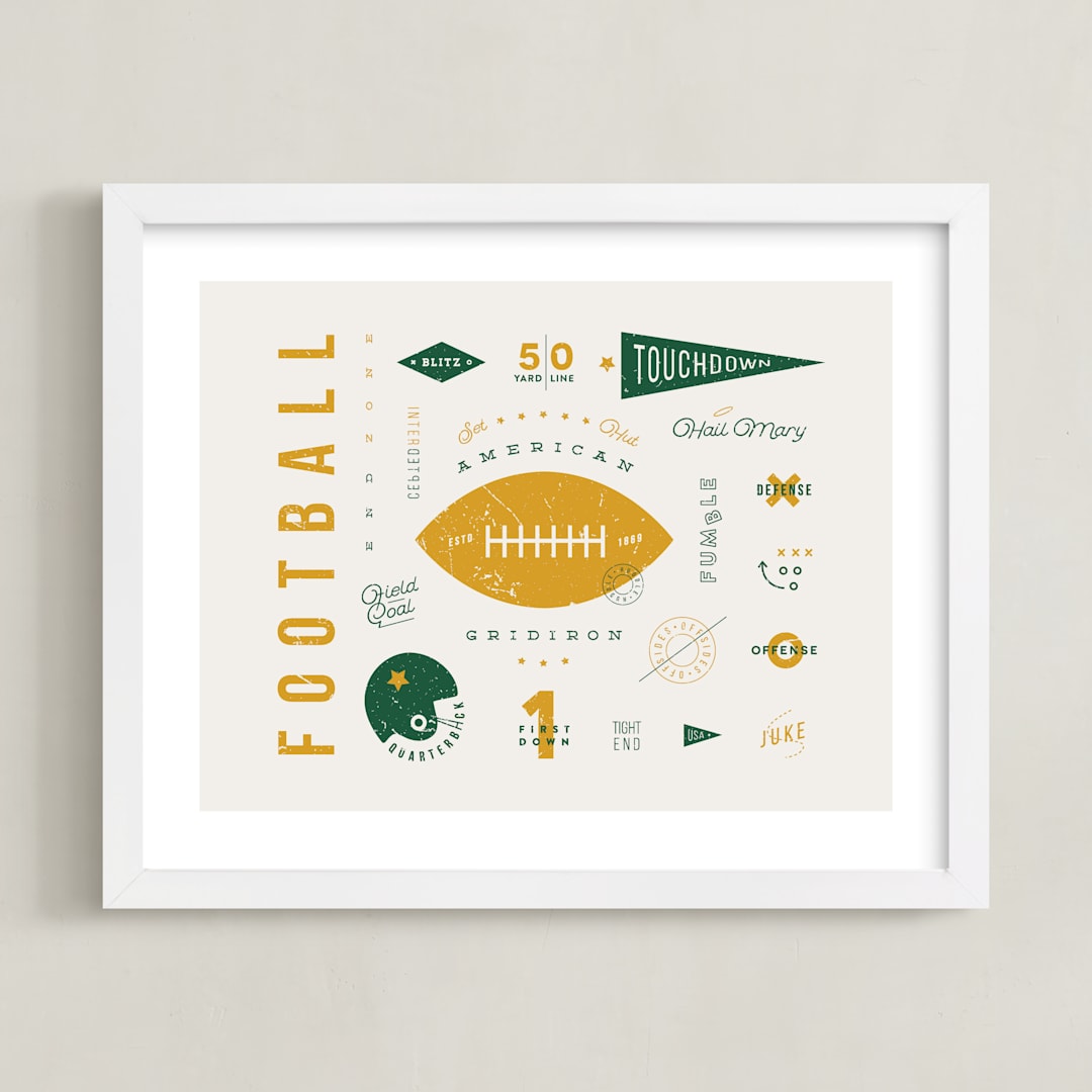 "American Football Vocab" - Art Print in Hunter by Dana Beckwith - Framed