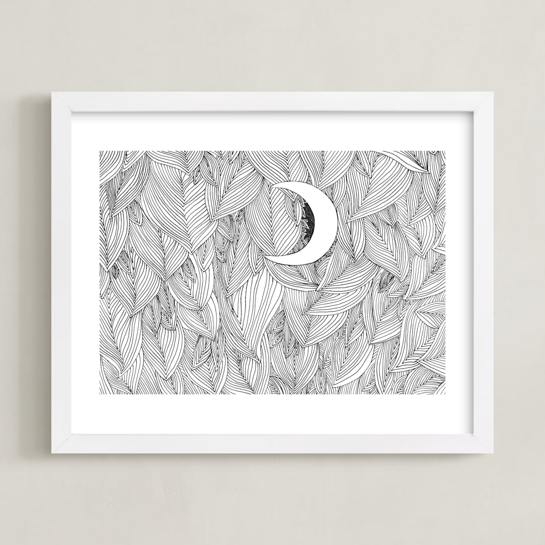 "Peek A Boo" - Art Print in Black & White by Helen H Wu - Framed