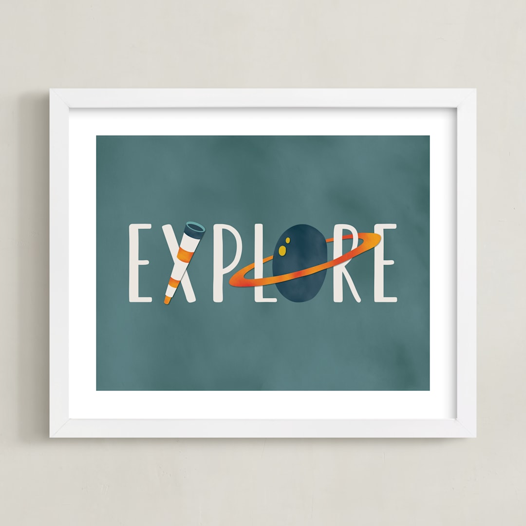 "Space to Explore III" - Art Print in Twilight by Heather Schertzer - Framed