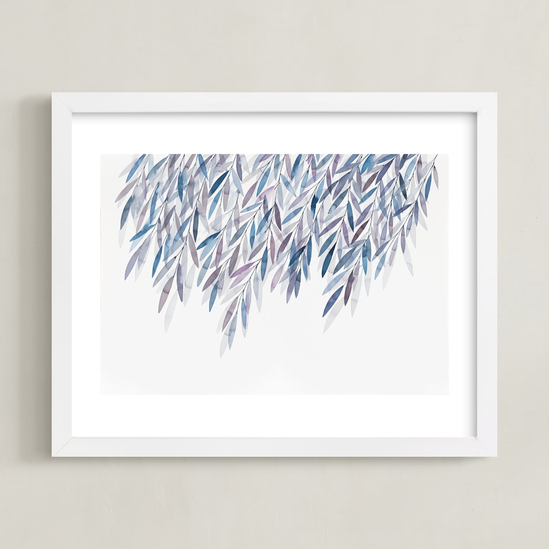 "Dreaming of Leaves" - Art Print in White by Priscilla Lee - Framed