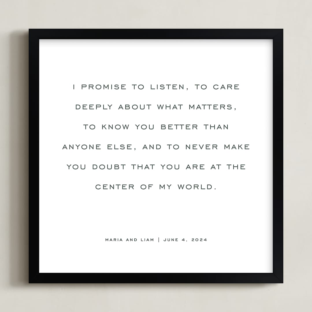 "Your Vows: Square Orientation Custom Print " - Custom Print in Deep Gray by Minted - Framed