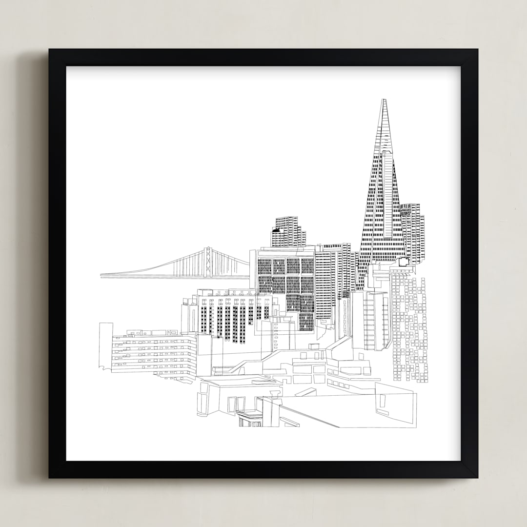 "San Francisco" - Art Print in Jet black by Neeta Sawhney - Framed