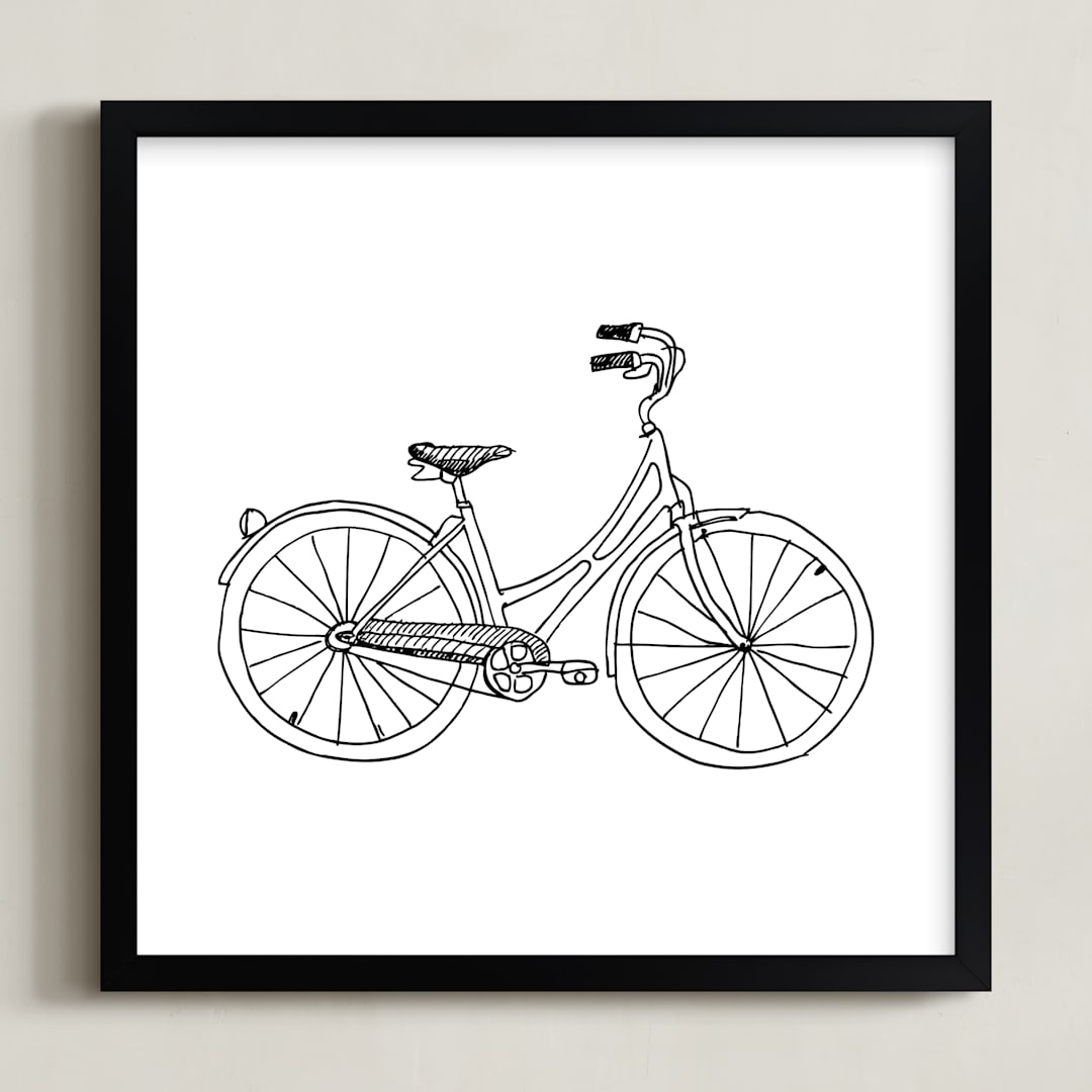"bicycle" - Art Print in Black by Phrosné Barwood - Framed
