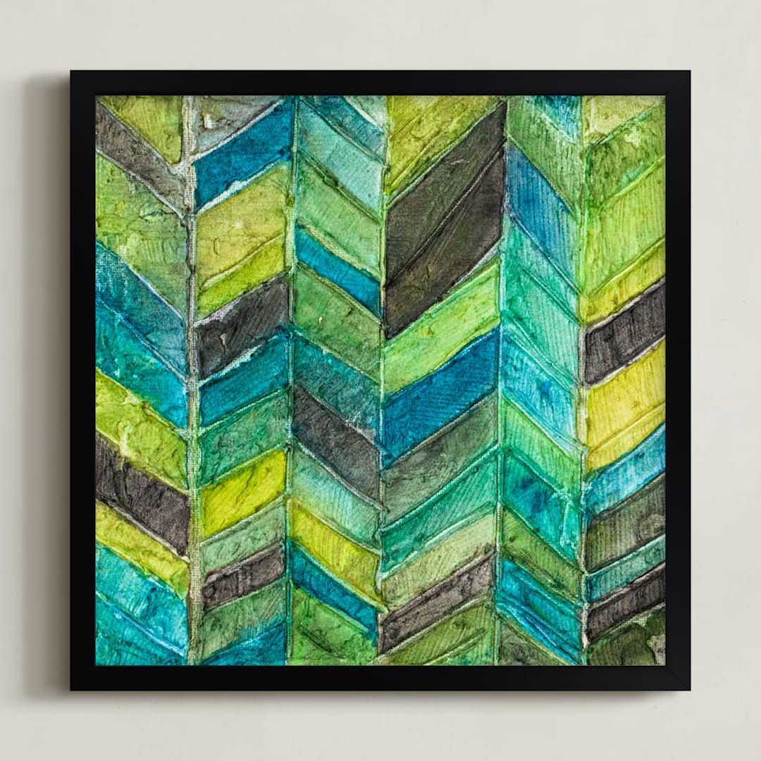 "Hudson" - Art Print in Chameleon Green by Stacy Kron - Framed