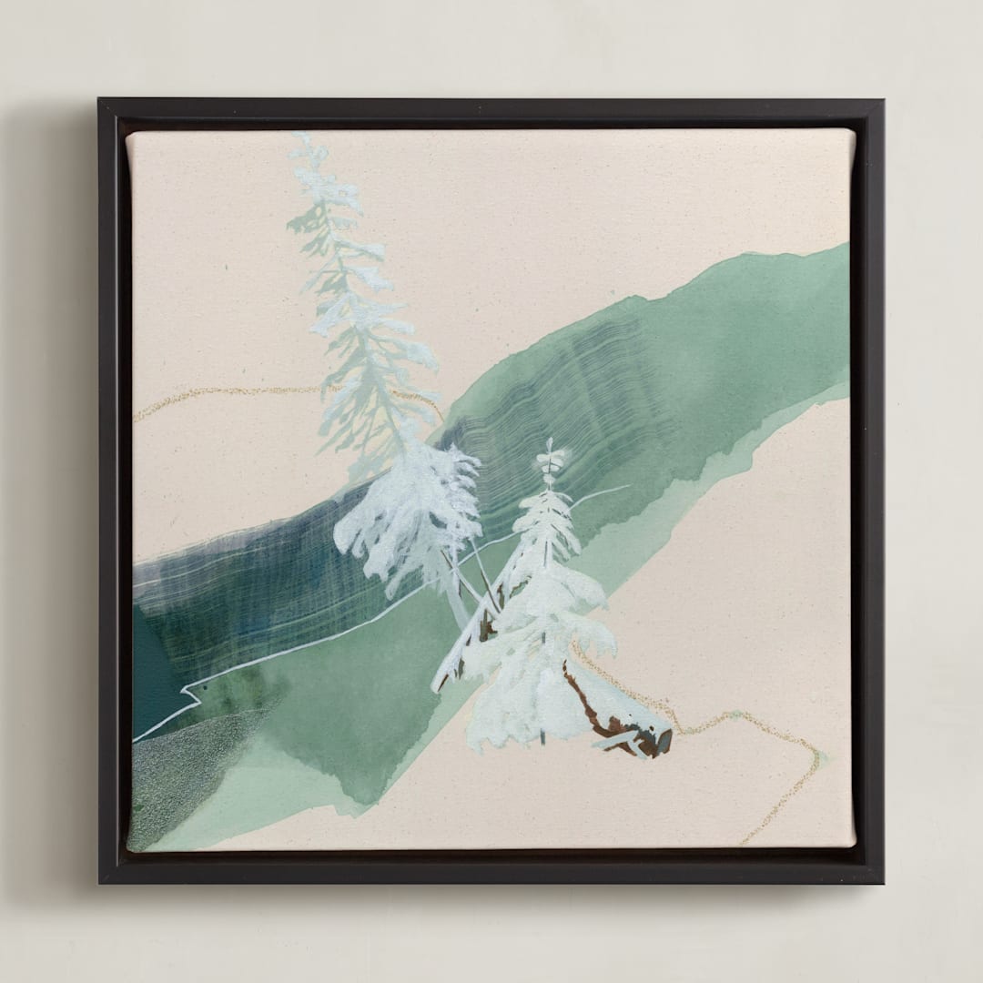 "A Way Through Here 2" - Art Print in Dusty Green by Jamie J. Kim - Framed Canvas