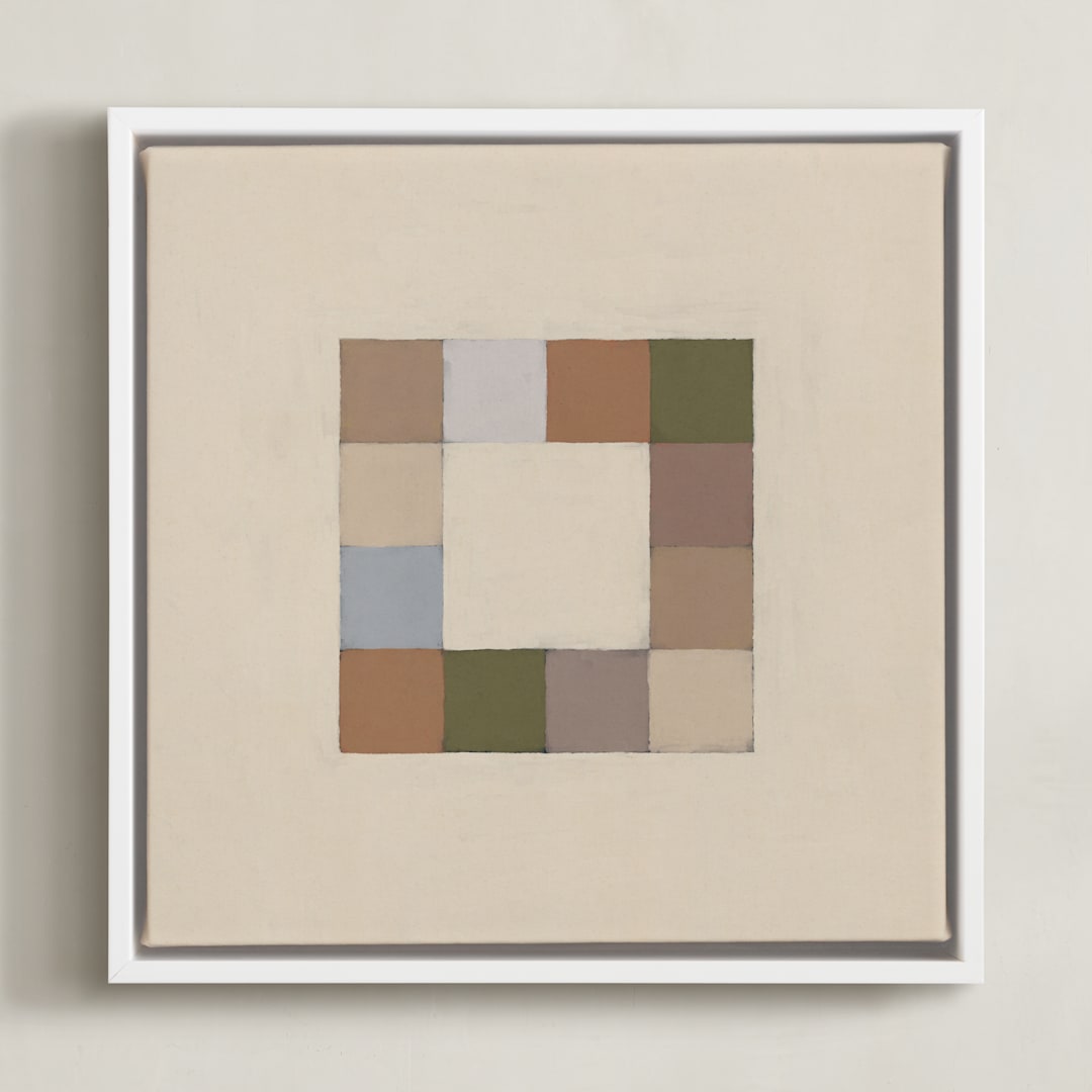 "Squares" - Art Print in Ginger Beige by Alisa Galitsyna - Framed Canvas