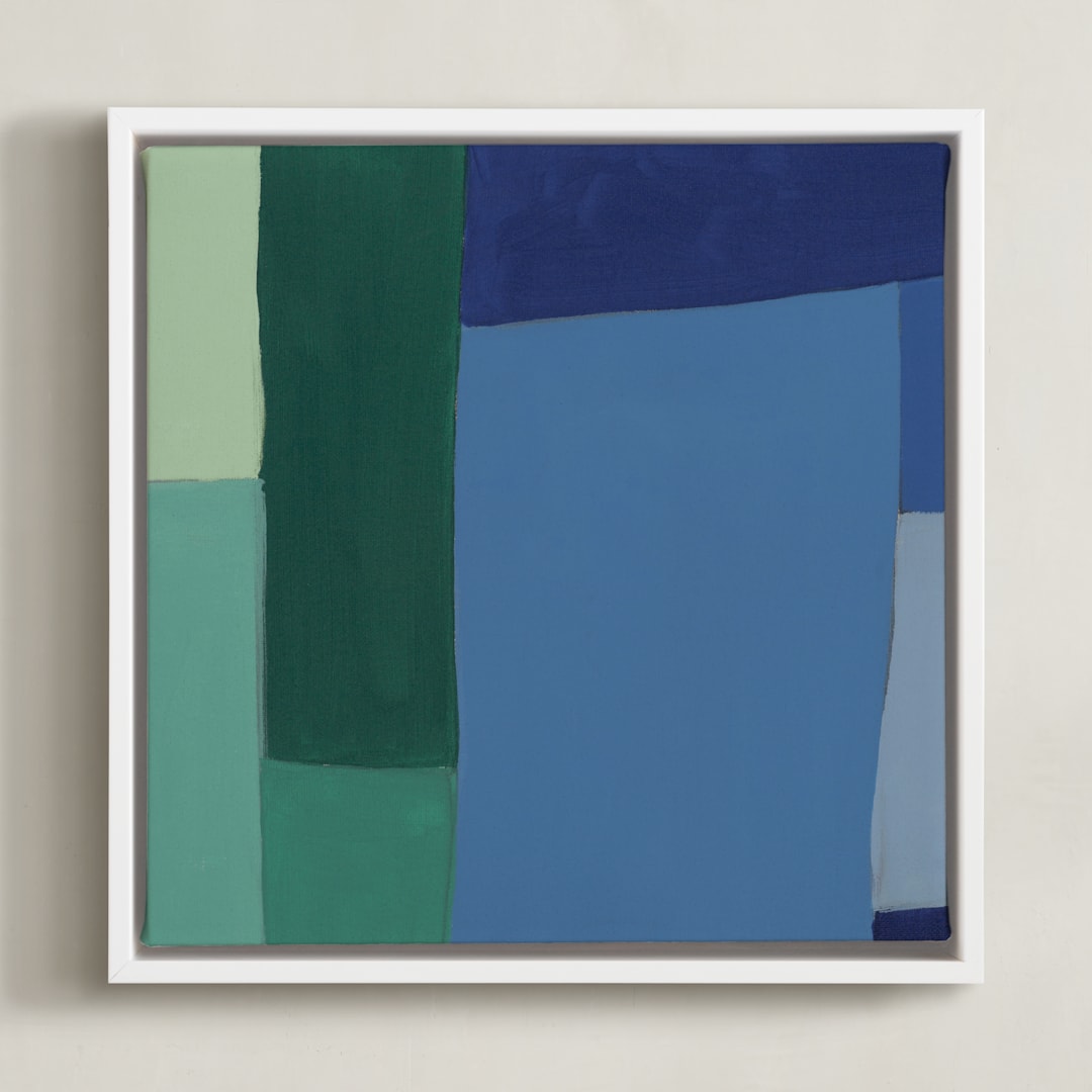 "Structured Rainbow 3" - Art Print in Blue by Anna Veit Nowak - Framed Canvas