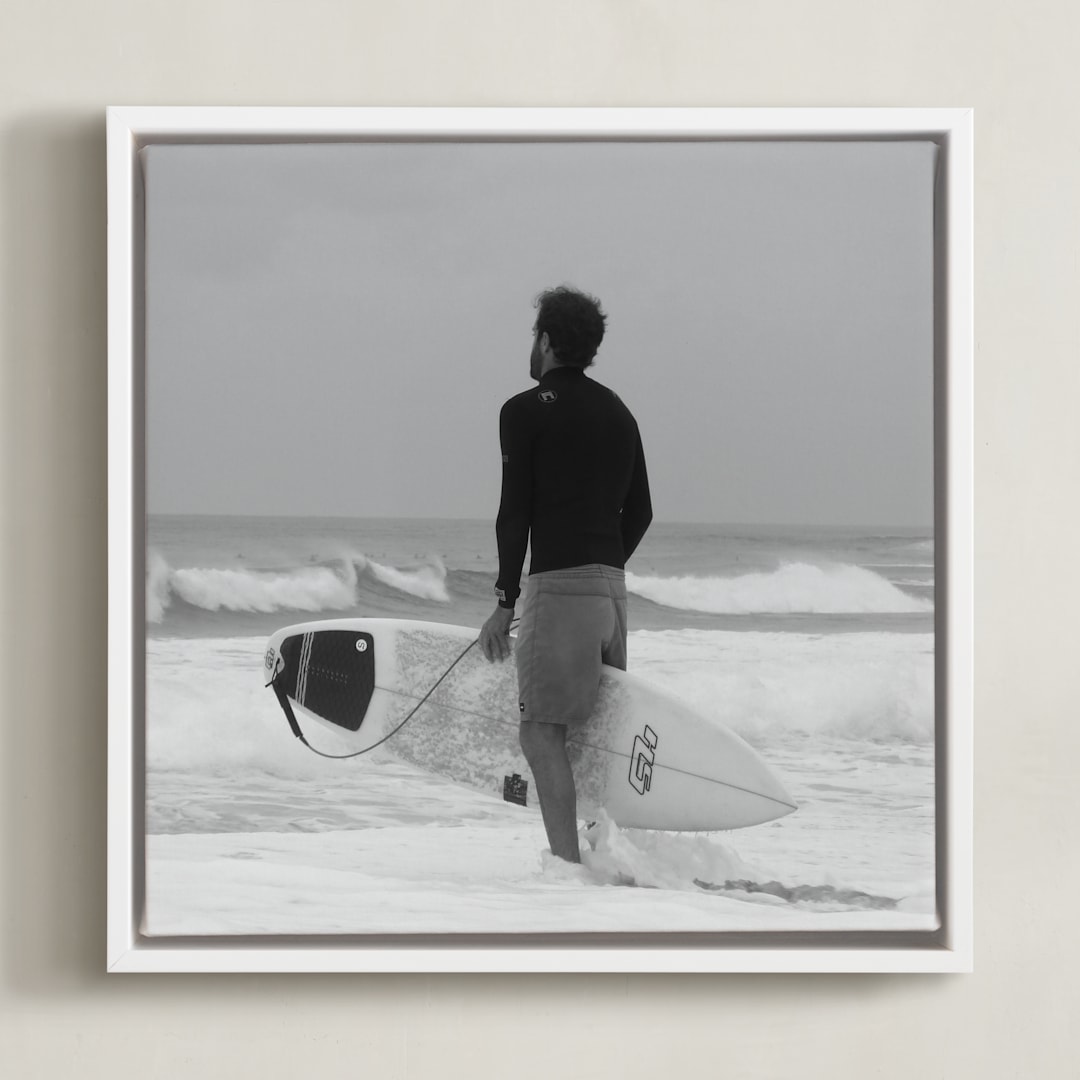 "Don't Worry, Be Happy I" - Art Print in Black and White by Annie Seaton - Framed Canvas