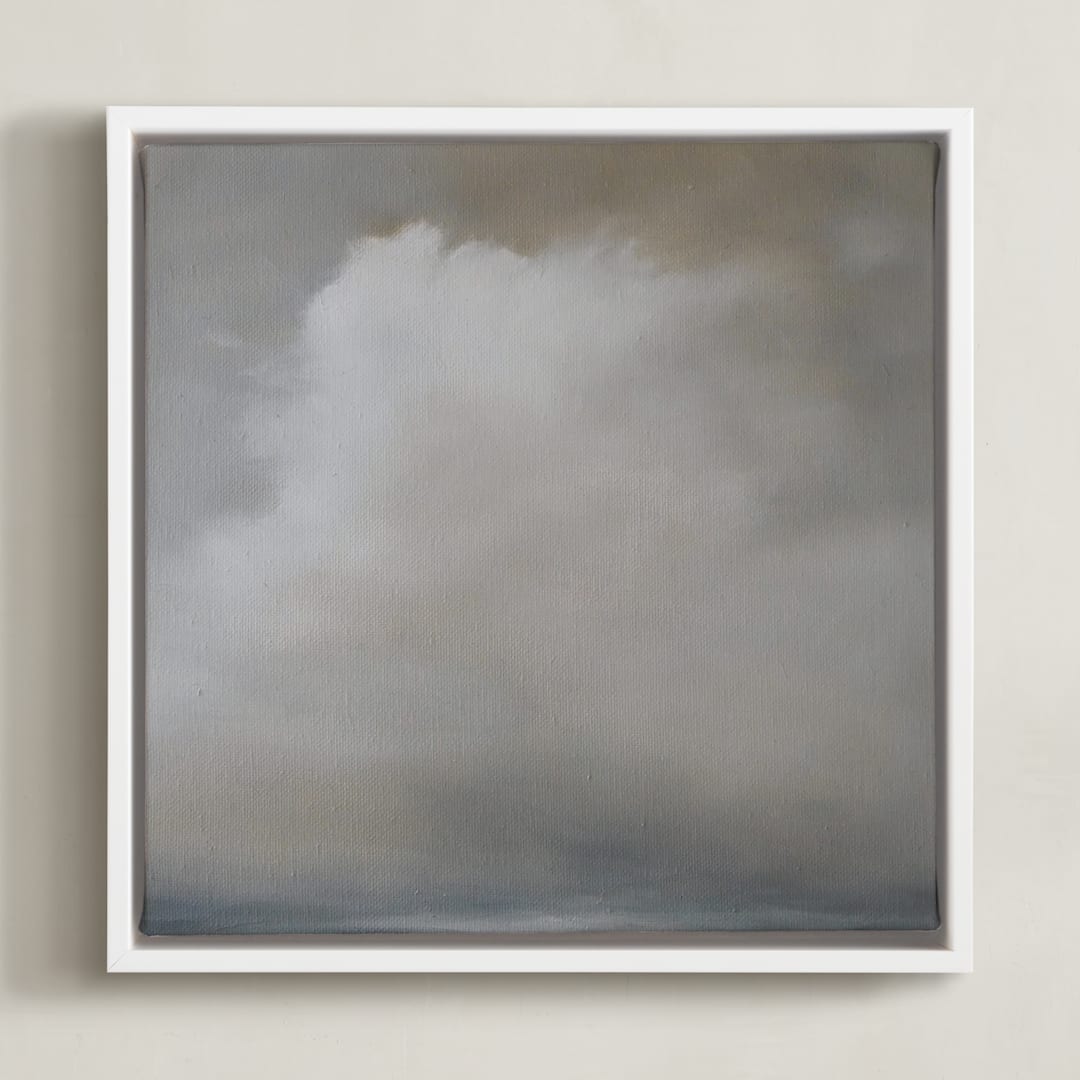 "Quiet Dawn" - Art Print in cloud white by Kelly Money - Framed Canvas
