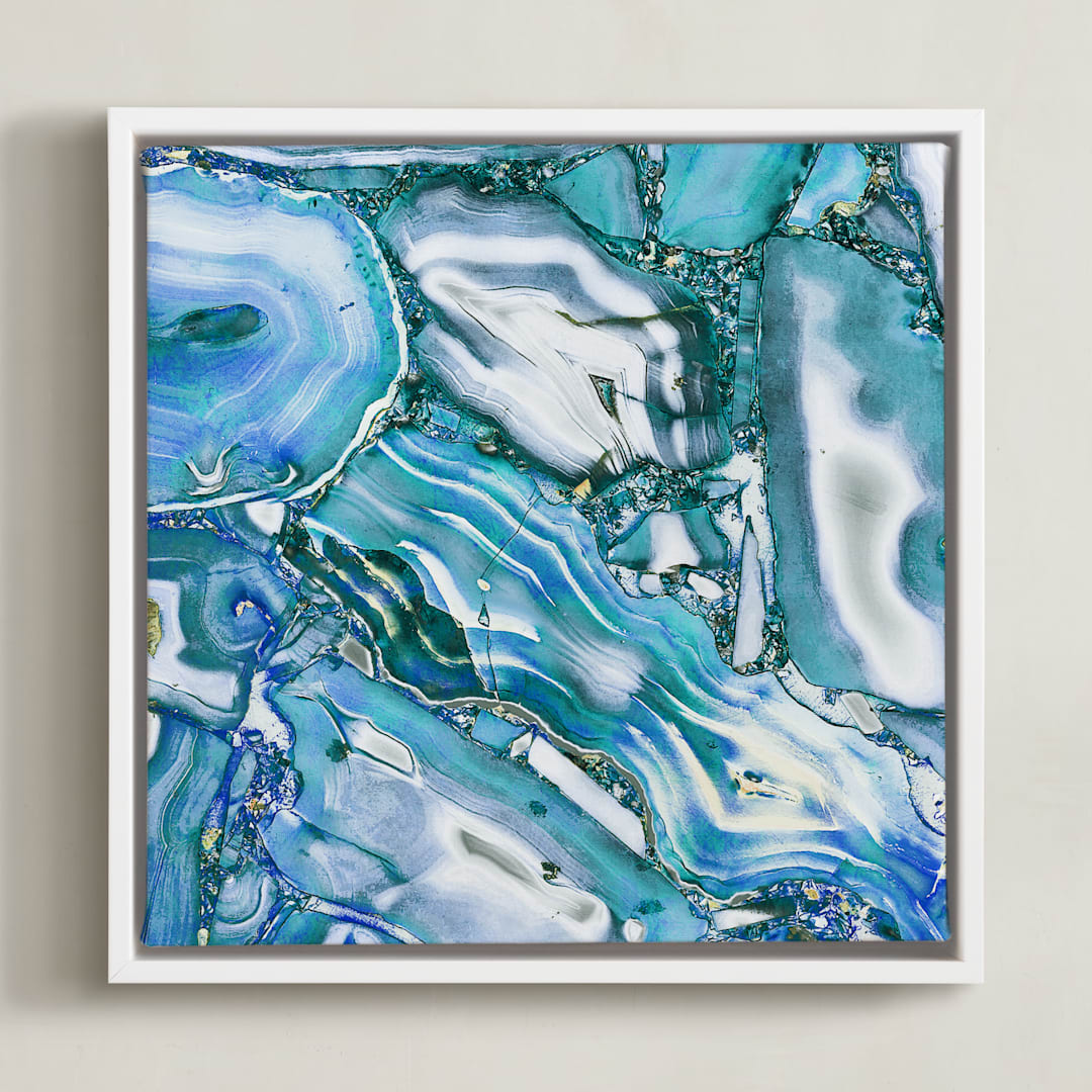 "Metallic abstract marble art" - Art Print in White by Oana Prints - Framed Canvas