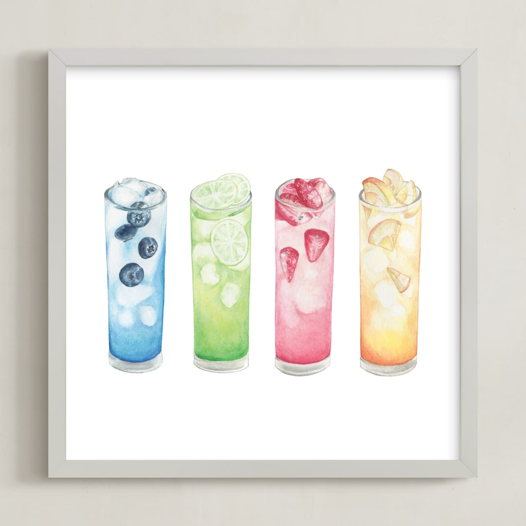 "watercolor drinks" - Art Print in Rainbow by Anne Kostecki - Framed