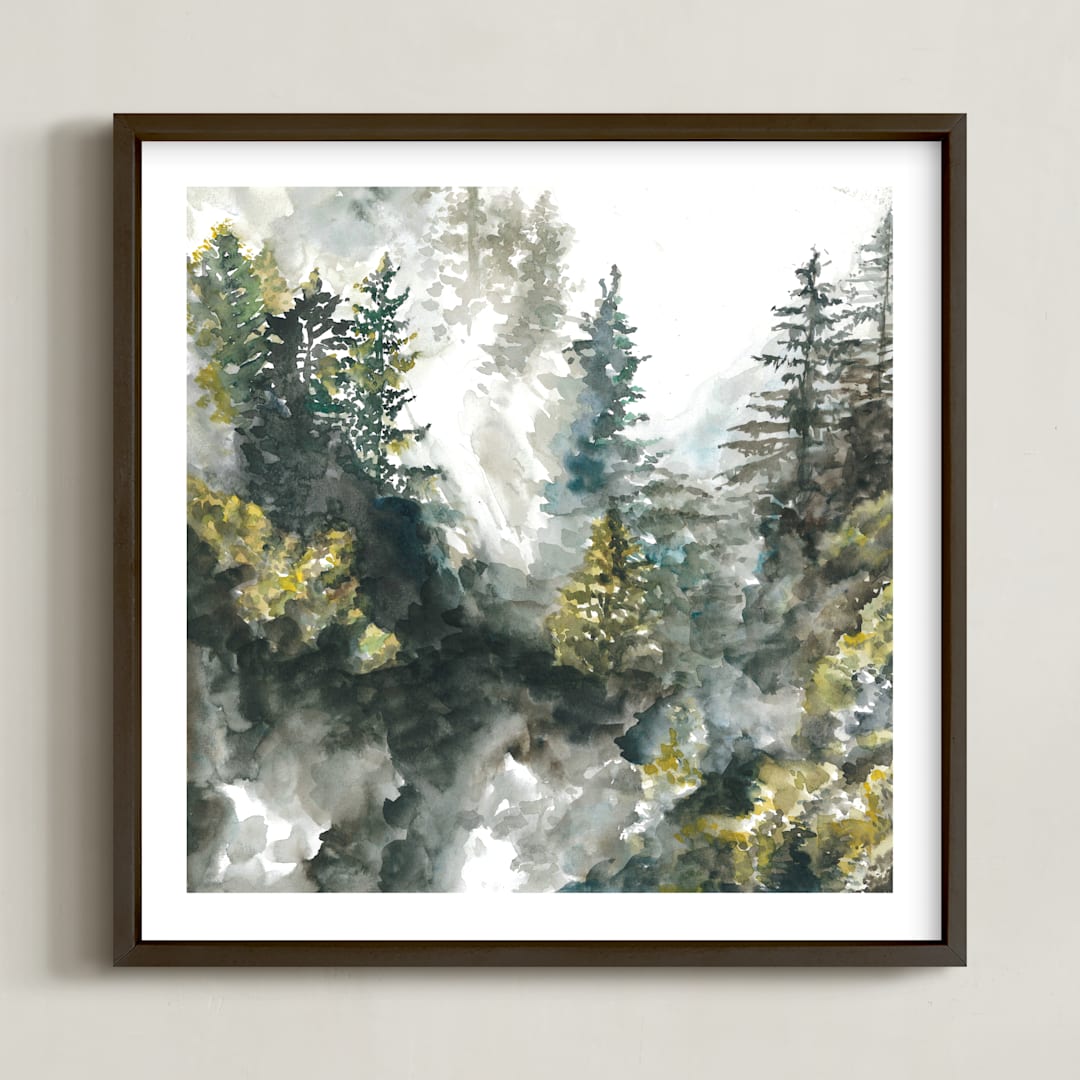"Forest Mist" - Art Print in White by Anne Kostecki - Framed