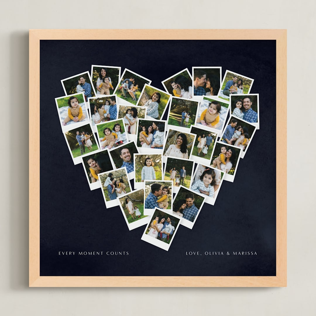 "Painted Hues Heart Snapshot Mix® Cool" - Framed Photo in Midnight Blue by Minted - Framed