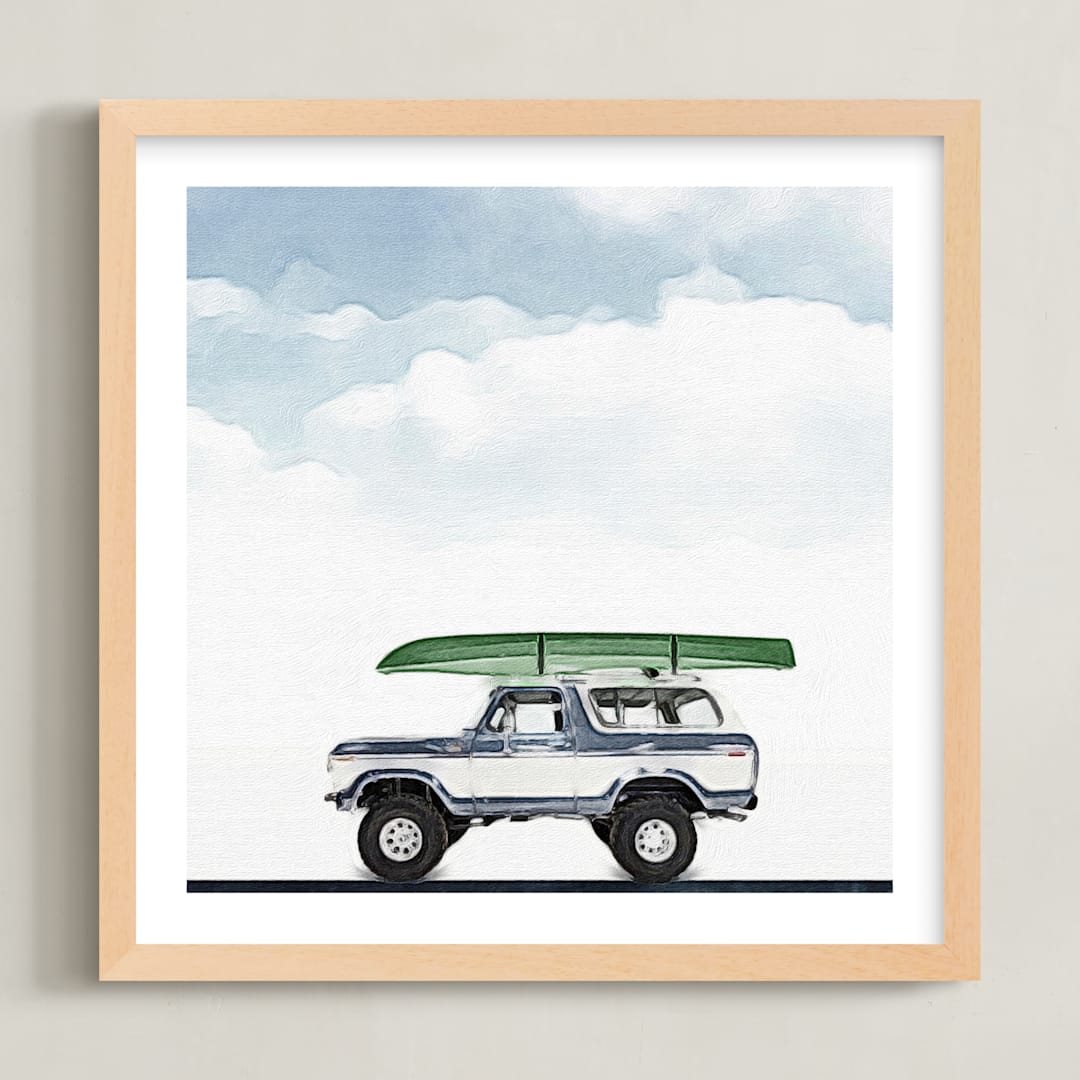 "Wild river" - Art Print in Denim by Maja Cunningham - Framed