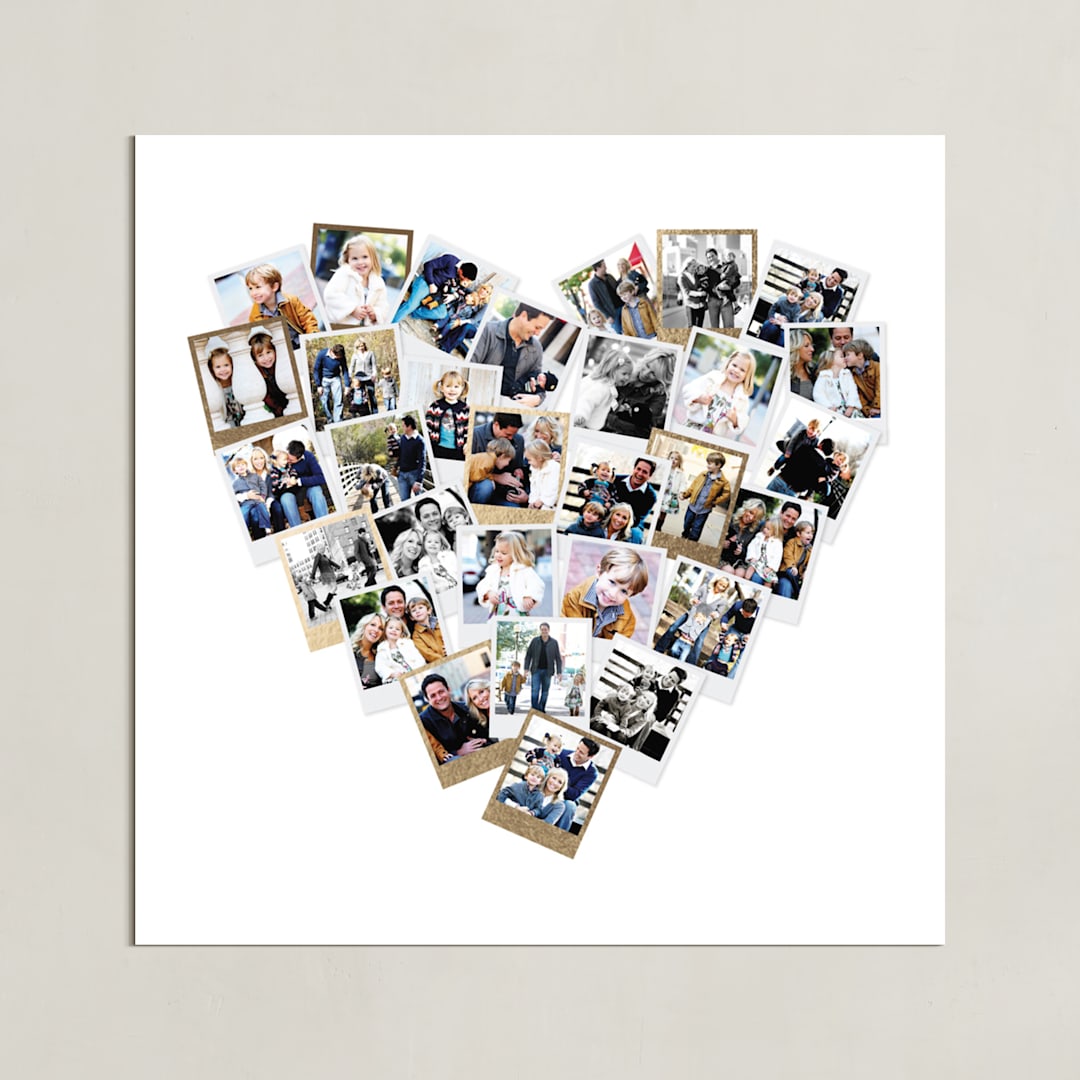 "Heart Snapshot Mix®" - Foil Framed Photo in Gold by Minted - Unframed