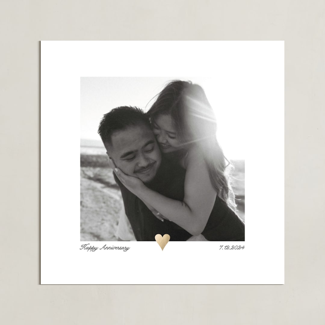 "With a Heart: Square Foil Framed Photo" - Foil Framed Photo in Gold by Laura Hamm - Unframed