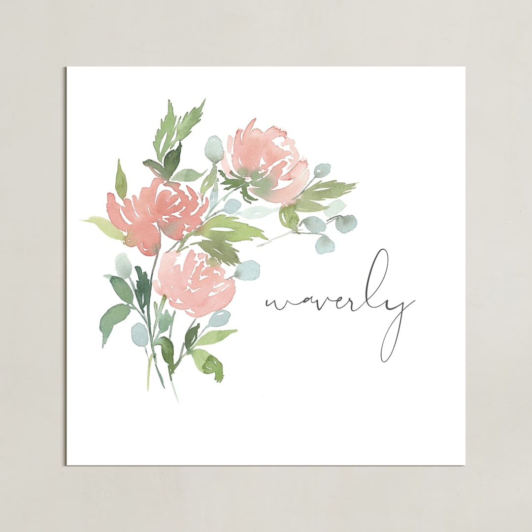 "Watercolor Blooms" - Personalized Art Print in Charcoal by Stacey Meacham - Unframed