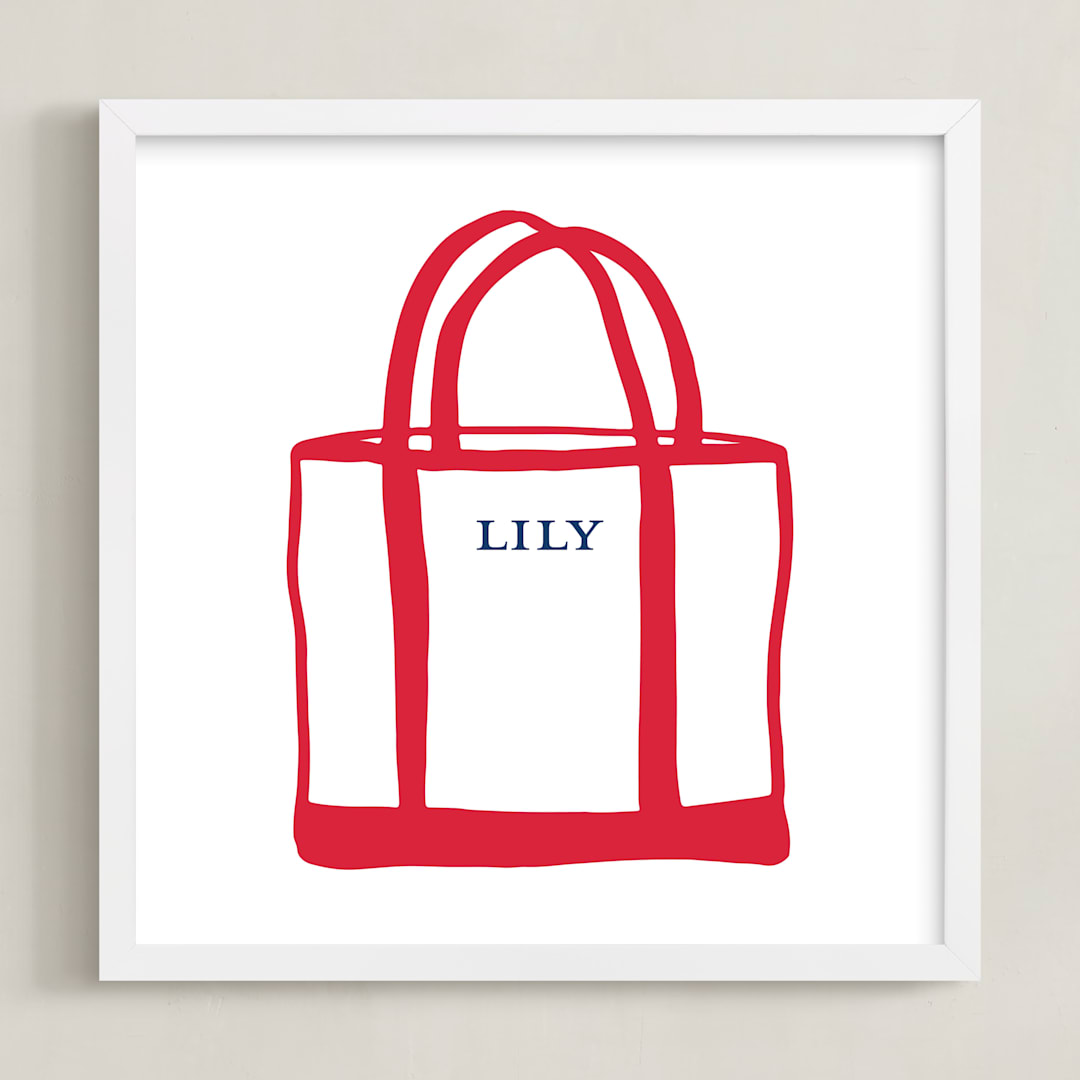 "Name Tote: Custom Print" - Custom Print in Lobster by Erika Firm - Framed