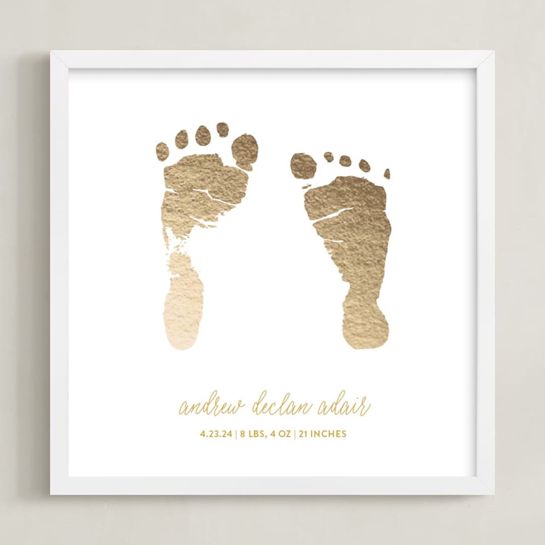 "Footprints: Custom Foil Print" - Custom Foil Print in Gold by Minted - Framed