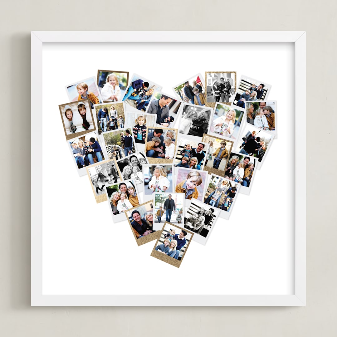 "Heart Snapshot Mix®" - Foil Framed Photo in Gold by Minted - Framed