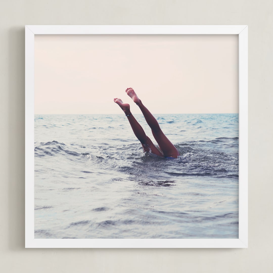 "Summer Handstand" - Art Print in SEA BLUE by ALICIA BOCK - Framed
