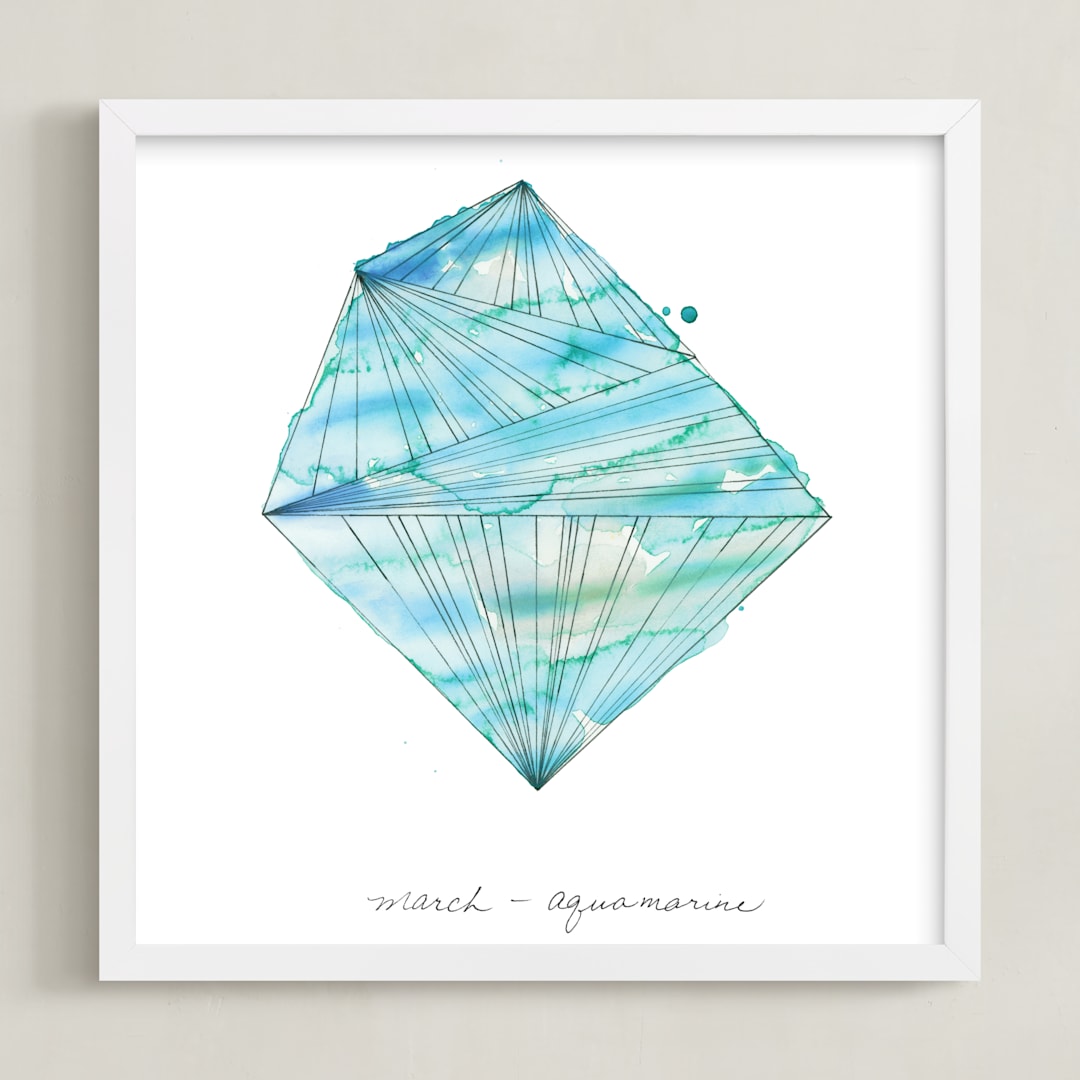 "March - Aquamarine" - Art Print in Aquamarine by Naomi Ernest - Framed