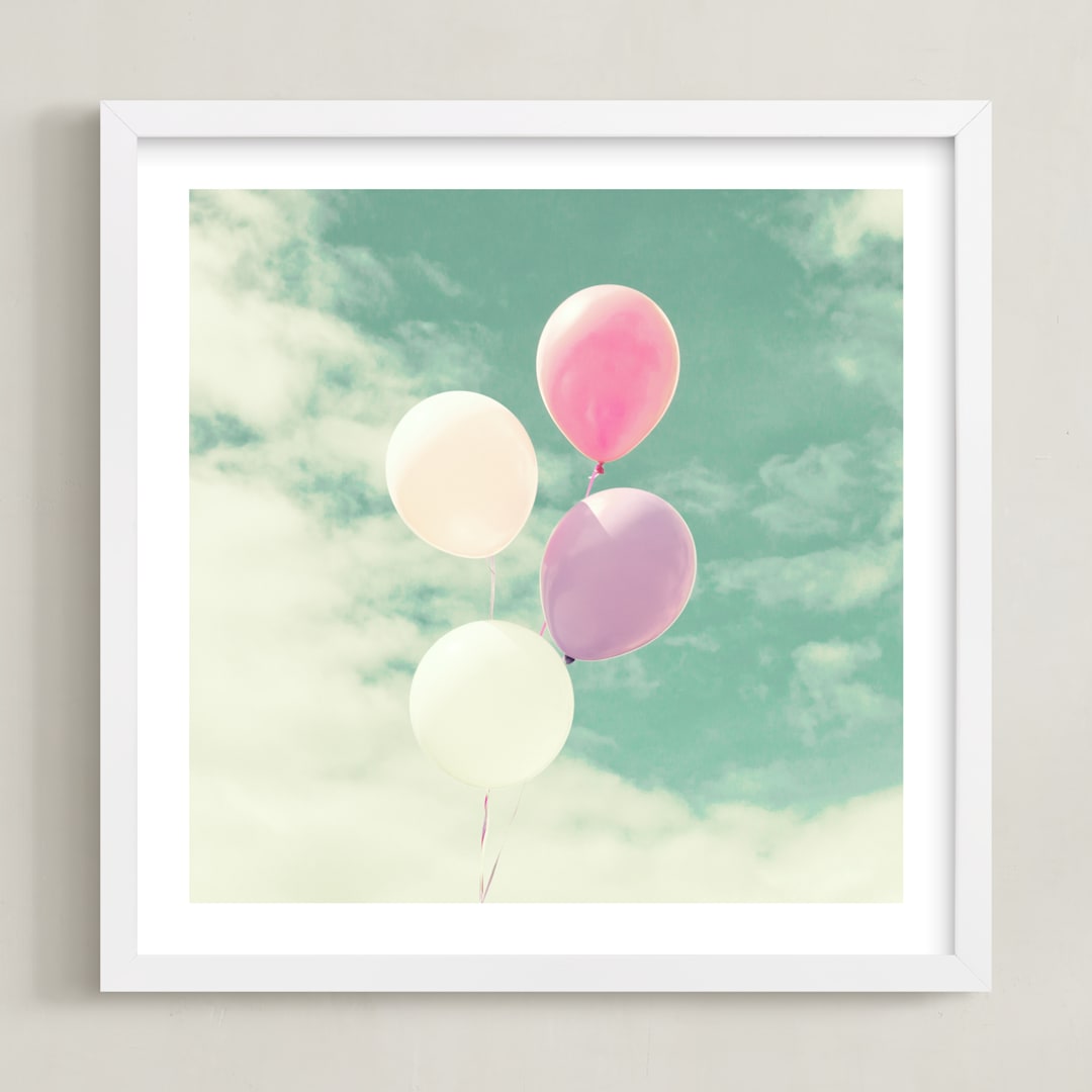 "Rose of the Winds" - Art Print in Turquoise Sky by Caroline Mint - Framed