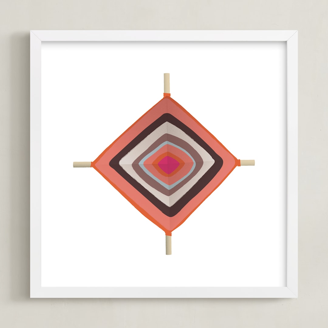"Ojo" - Art Print in Salmon by Yours Madly - Framed